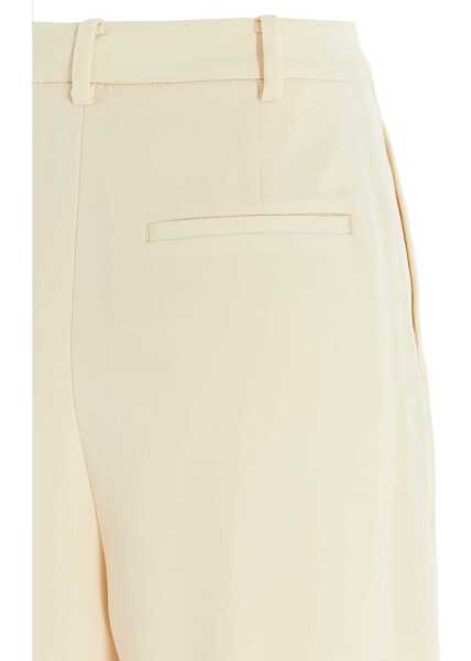 Pantaloni office Tory Burch High-Waisted Flared Pants In Crepe Effect With Double-Pleat Beige Femei (BM 8626542) 4