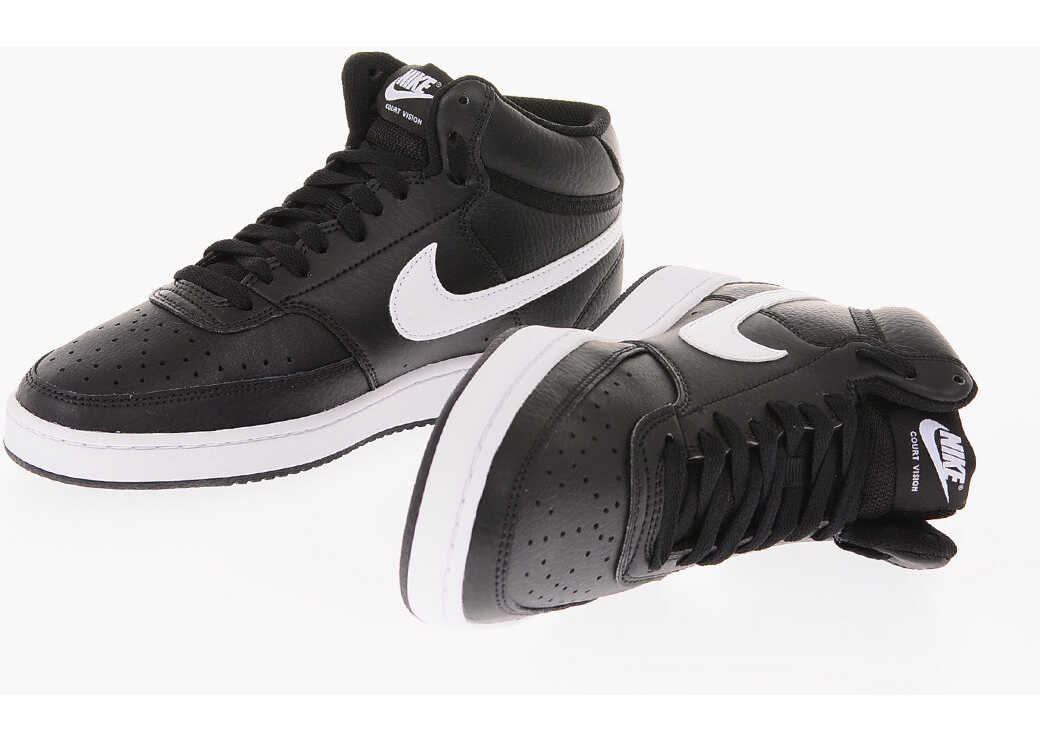 Nike Leather Court Vision Mid High-Top Sneakers* Black