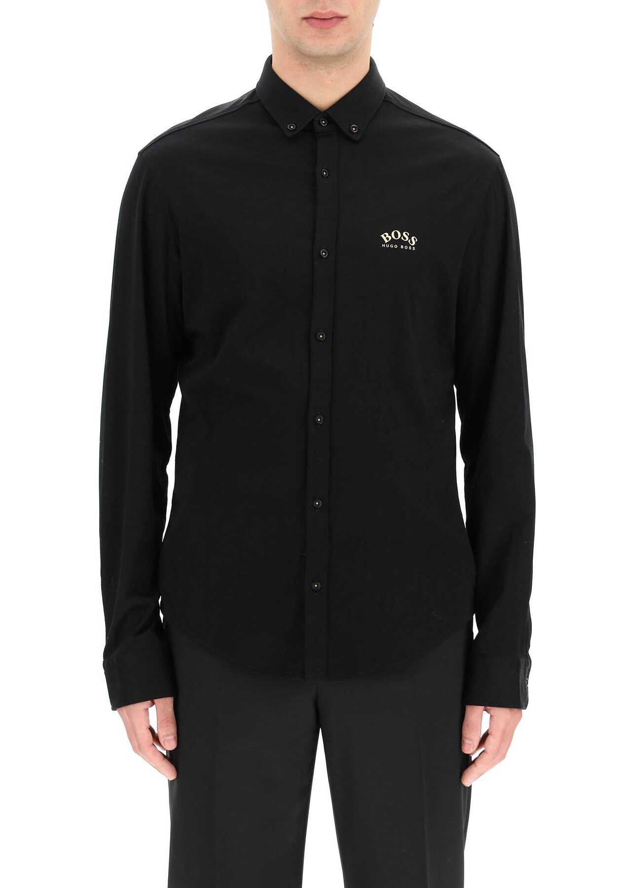BOSS Jersey Shirt With Curved Logo 50452429 BLACK