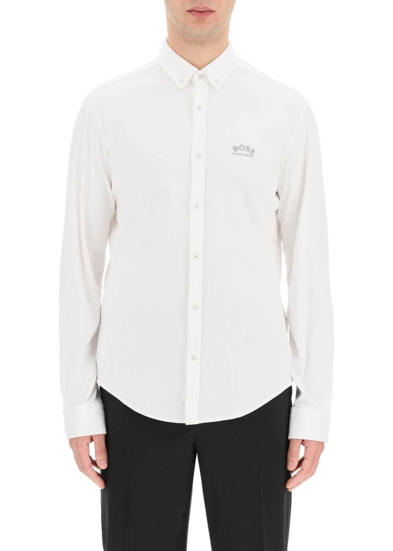 BOSS Jersey Shirt With Curved Logo 50452429 WHITE