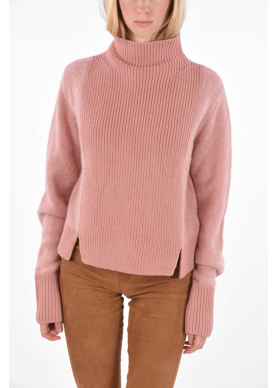 DROME Virgin Wool And Mohair Turtle-Neck Sweater Pink