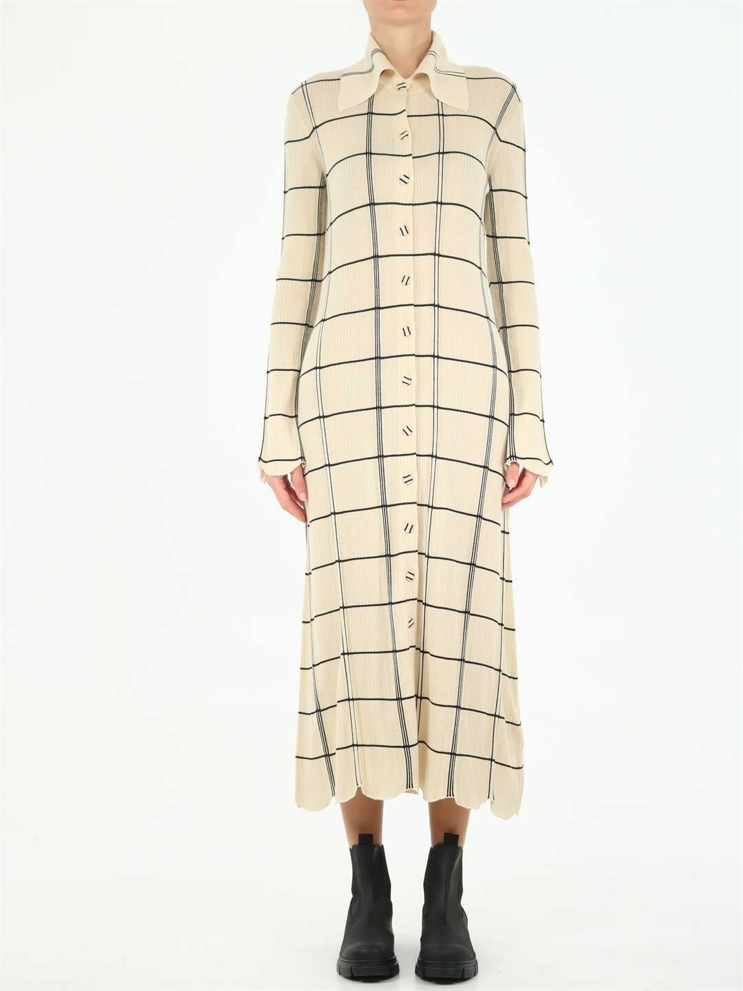 Jil Sander Long Checked Cardigan JSWT754306 WTY21078 Cream