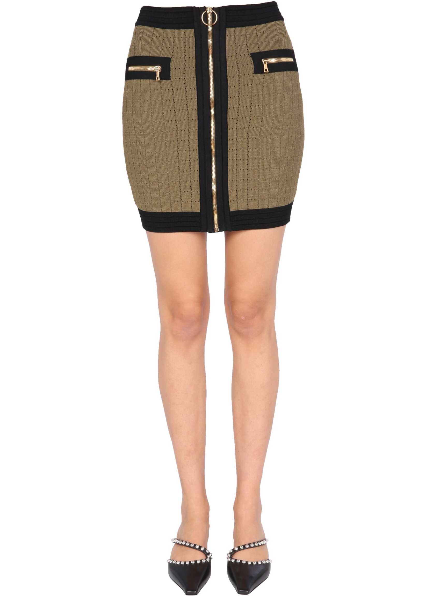 Balmain Knitted Skirt WF0LB011_K330UEE BROWN