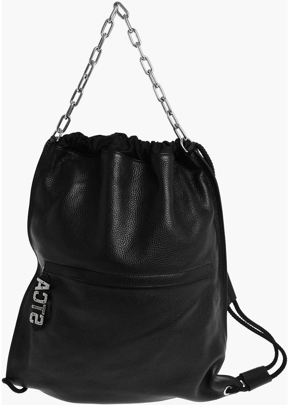 Just Cavalli Leather Drawstring Bag Black b-mall.ro