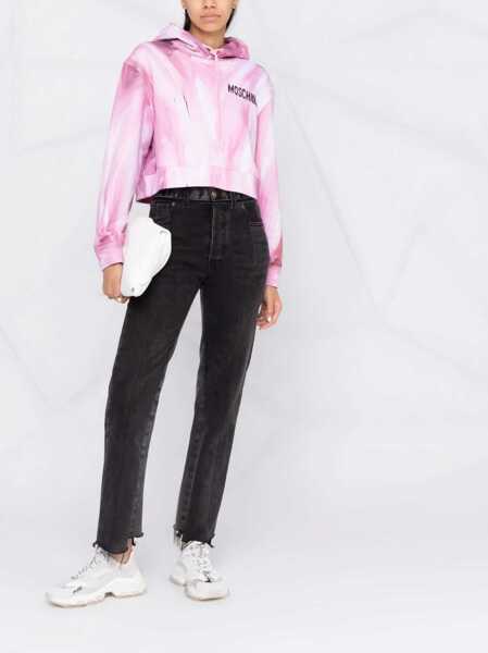 Hanorace Moschino Art Theme Cropped Sweatshirt PINK Femei (BM 8637705) 2