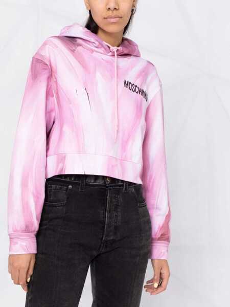 Hanorace Moschino Art Theme Cropped Sweatshirt PINK Femei (BM 8637705) 5