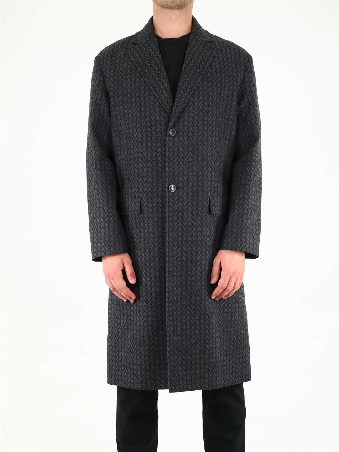 Valentino Garavani Optical Valentino Wool Coat WV3CAD85 7GY Black