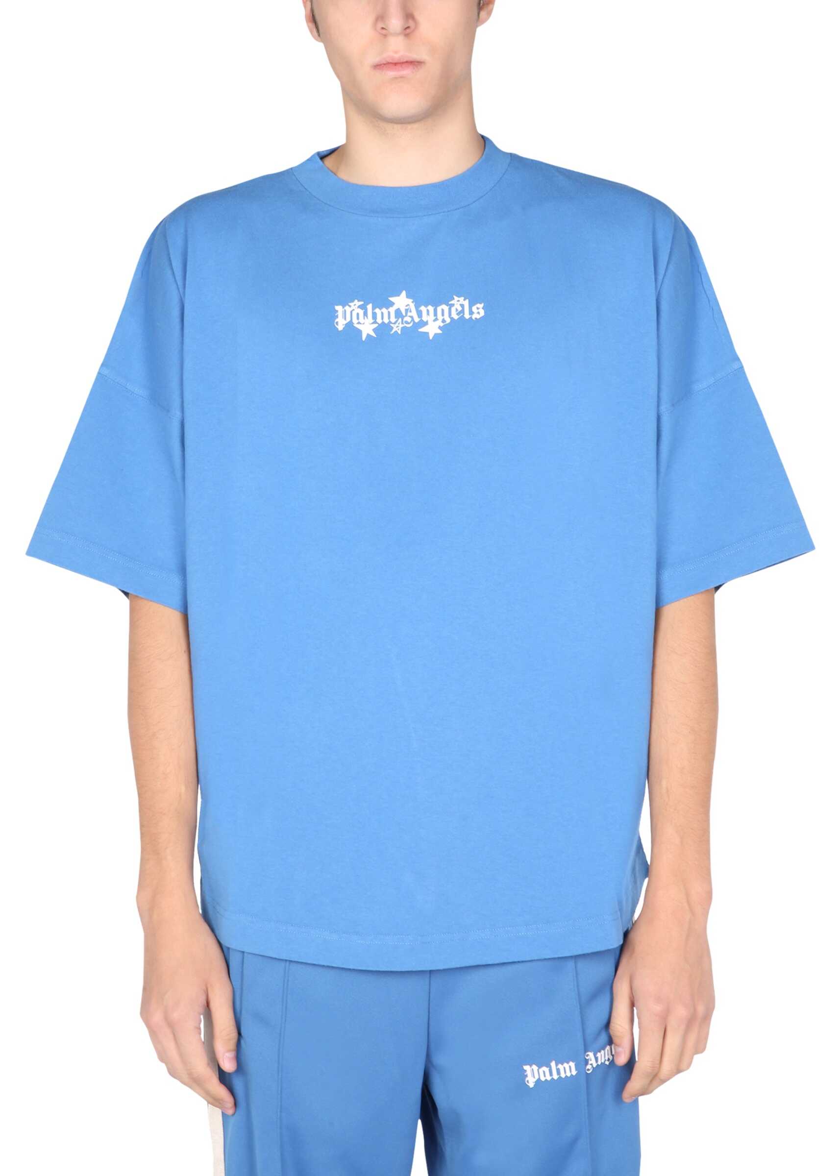 Palm Angels T-Shirt With Doubled Logo PMAA002_F21JER0054501 BLUE