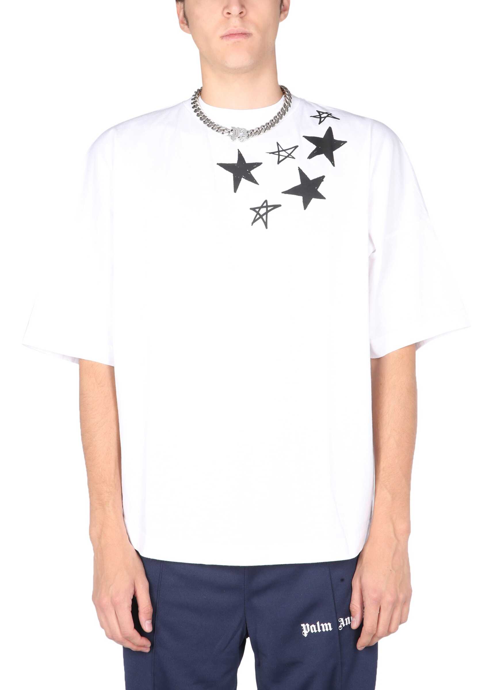 Palm Angels T-Shirt With Doubled Logo PMAA002_F21JER0040110 WHITE