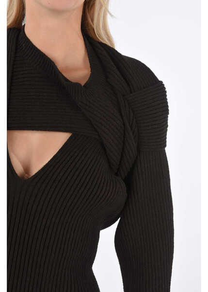 Rochii lungi Bottega Veneta Ribbed Unstructured Dress Brown Femei (BM 8646732) 3