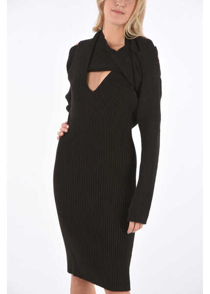 Rochii lungi Bottega Veneta Ribbed Unstructured Dress Brown Femei (BM 8646732) 4