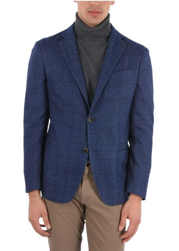 CORNELIANI Cc Collection Sportswear Overcheck Twill Blazer With Patch P Blue