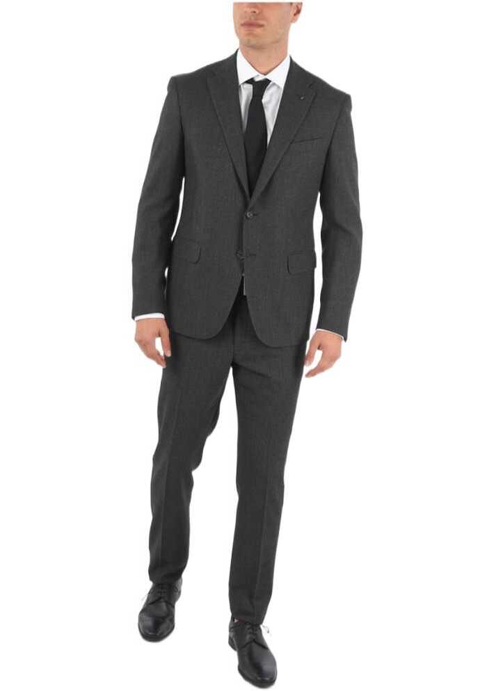 CORNELIANI Cc Collection Pin Point Suit Right With Jetted Pocket Black