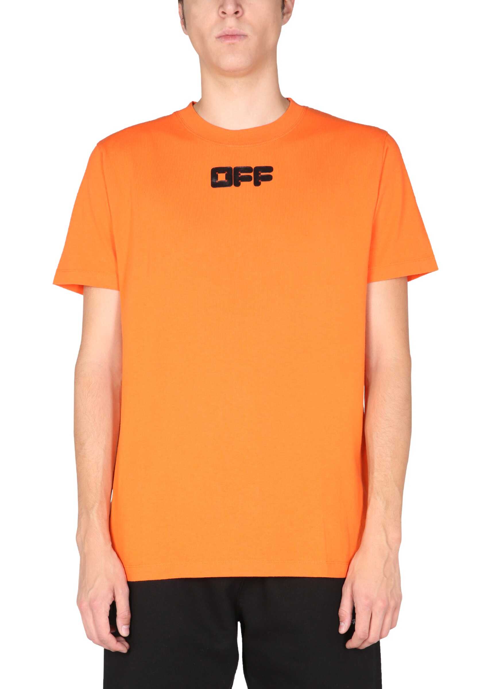 Off-White T-Shirt With Rubber Logo OMAA027_F21JER0032010 ORANGE