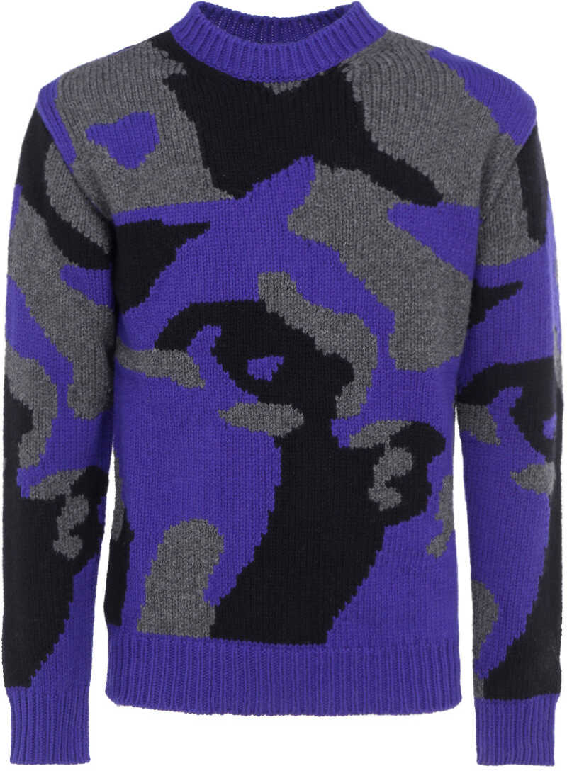Les Hommes Sweater LLK501657U BLUE/GREY/BLACK