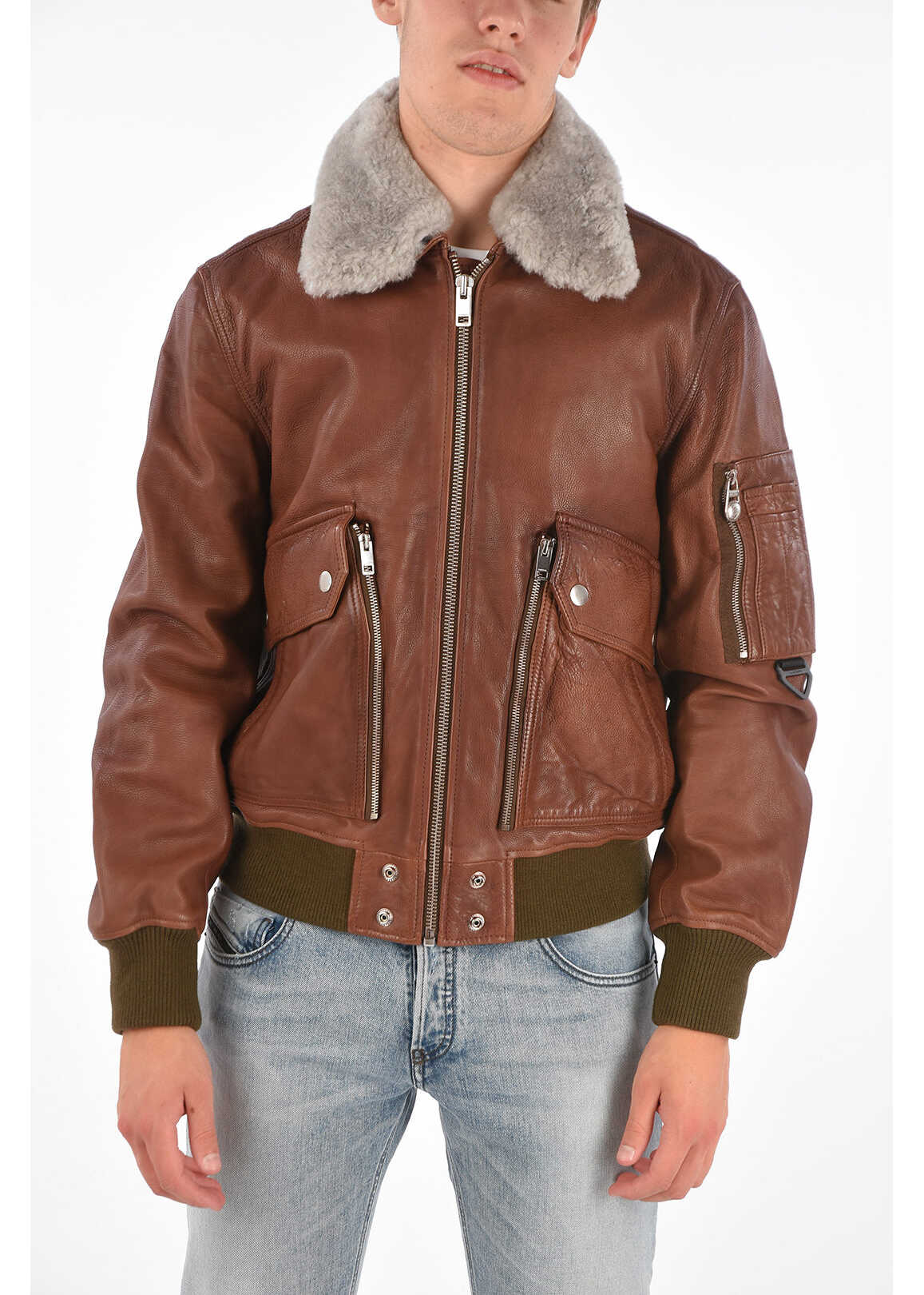 Diesel Leather L-Stephen Jacket Brown