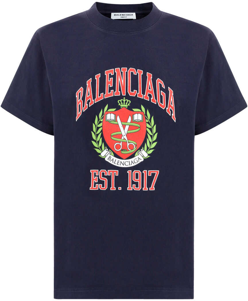 Balenciaga T-Shirt 670943TLV89 MARINE BLUE/RED