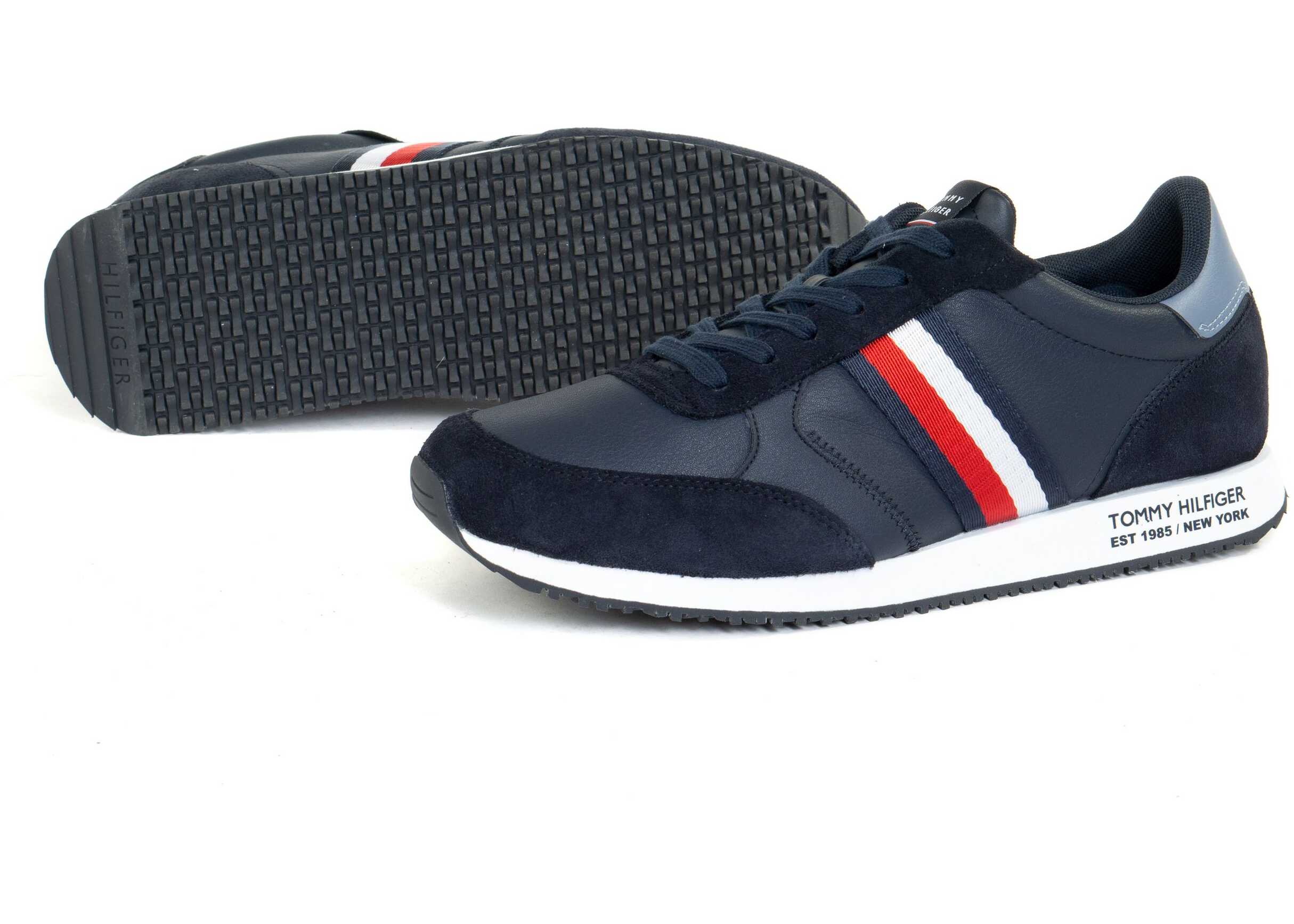 Tommy Hilfiger Runner Lo Leather Mix Navy Blue