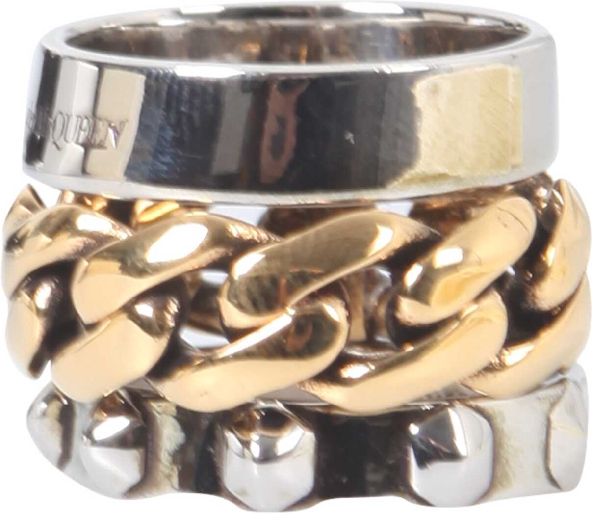 Alexander McQueen Double Punk Ring With Chain 677689_J160Z1334 GOLD