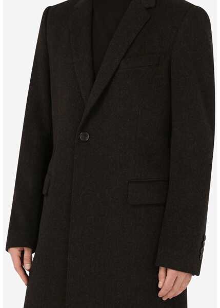 Paltoane Dolce & Gabbana Single-Breasted Velours Coat GREY Barbati (BM 8657925) 5