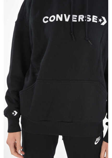 Hanorace Converse Hoodie Emboroidered Sweatshirt Black Femei (BM 8664630) 3
