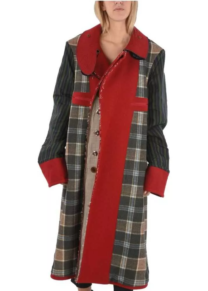 Paltoane Maison Margiela Double-Breasted Patchwork Effect Coat With Hidden Buttoning Multicolor Femei (BM 8671239) 2