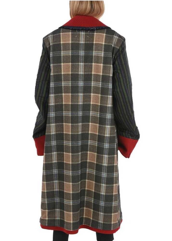 Paltoane Maison Margiela Double-Breasted Patchwork Effect Coat With Hidden Buttoning Multicolor Femei (BM 8671239) 3