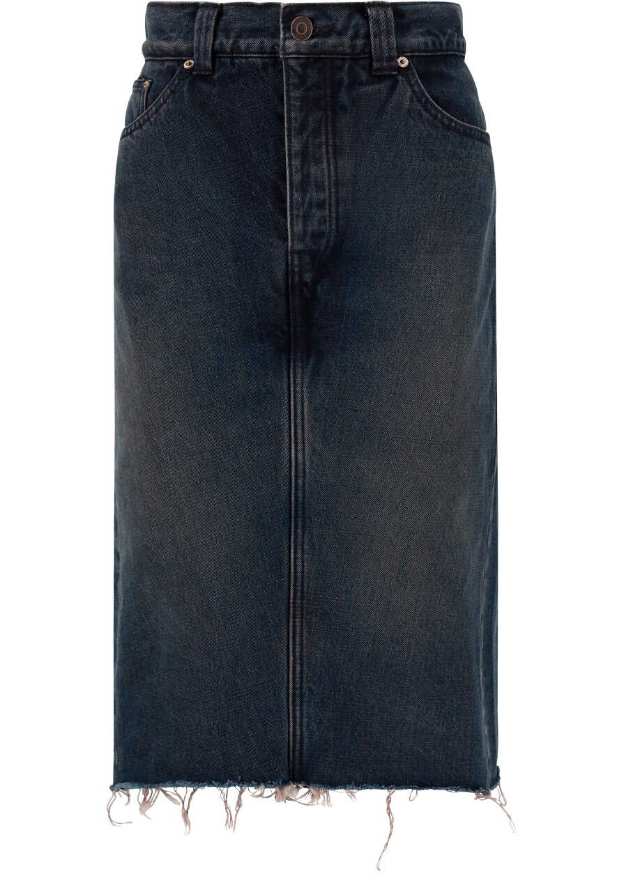 Balenciaga Denim Skirt 675235TJW57 BROWN/MARINE BLUE