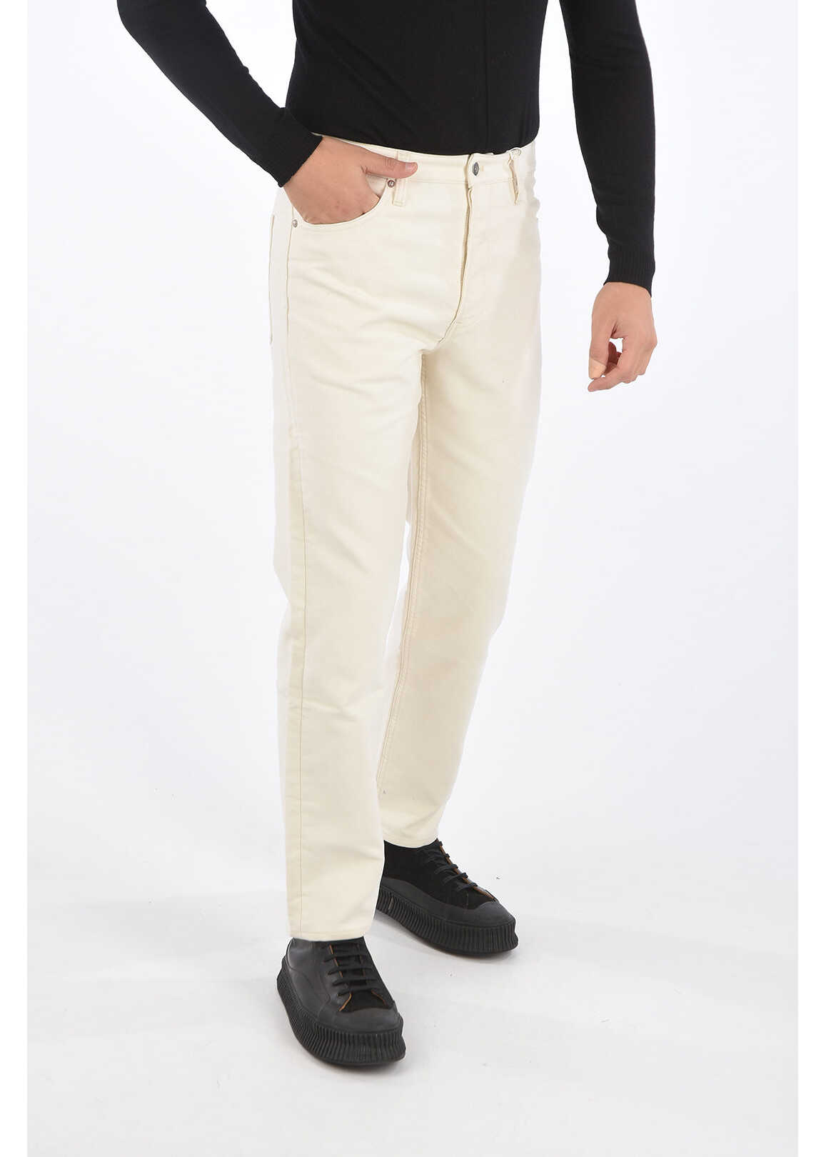 Jil Sander Jetted Pocket 1-Button 5 Pocket Pants White