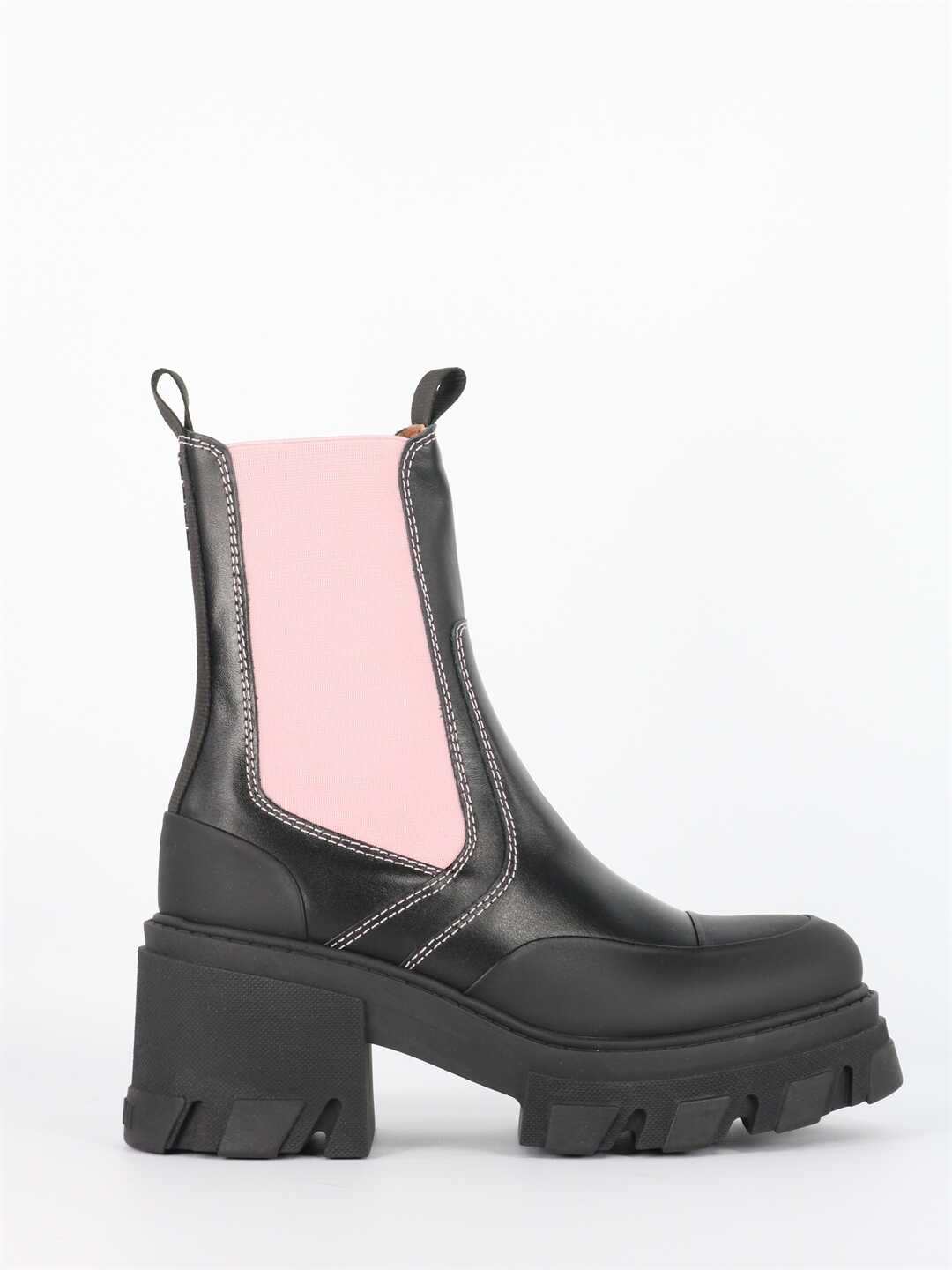 Ganni Heeled Chelsea Boots S1578 Black/pink