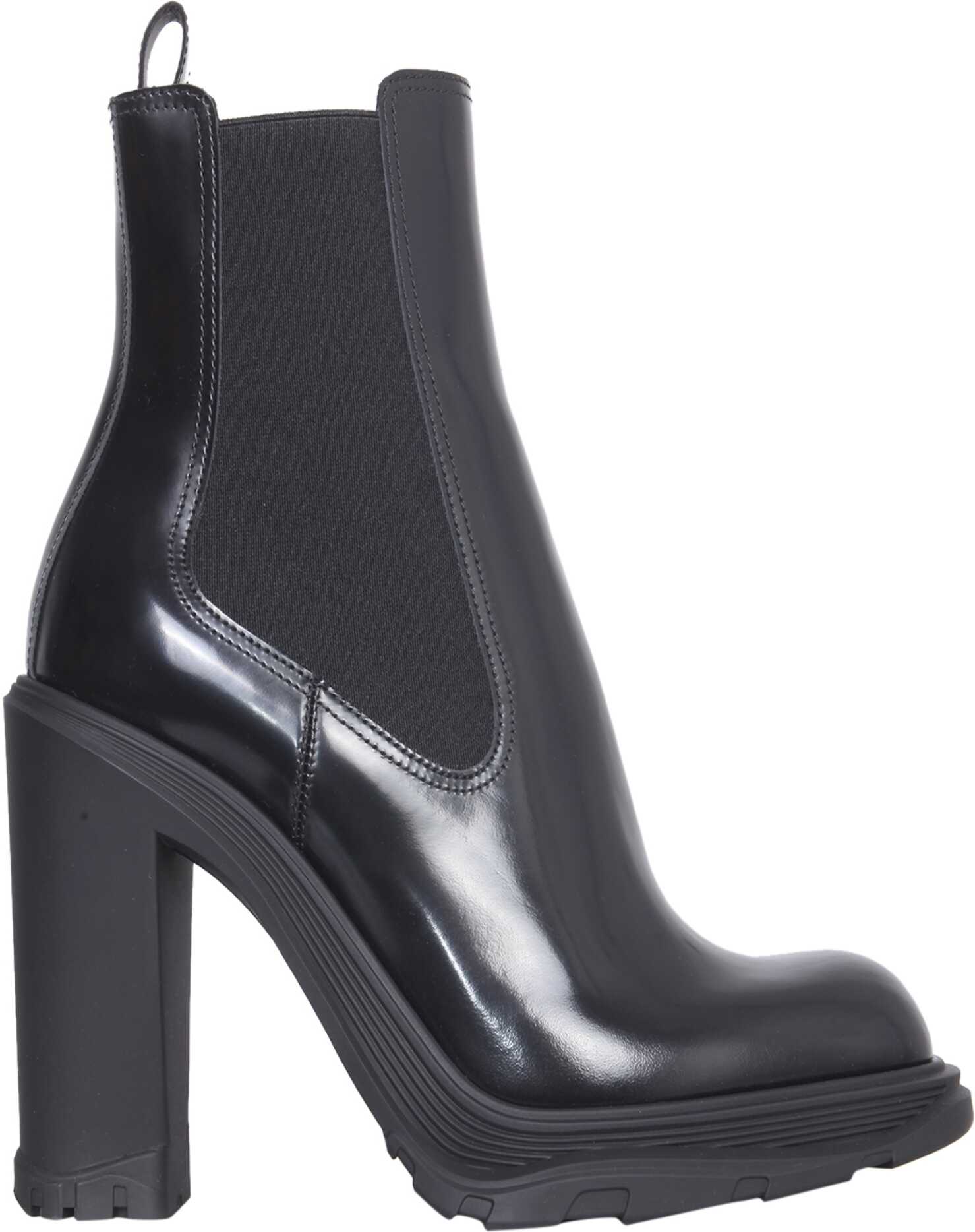 Alexander McQueen Chelsea Tread Boots With Heel BLACK