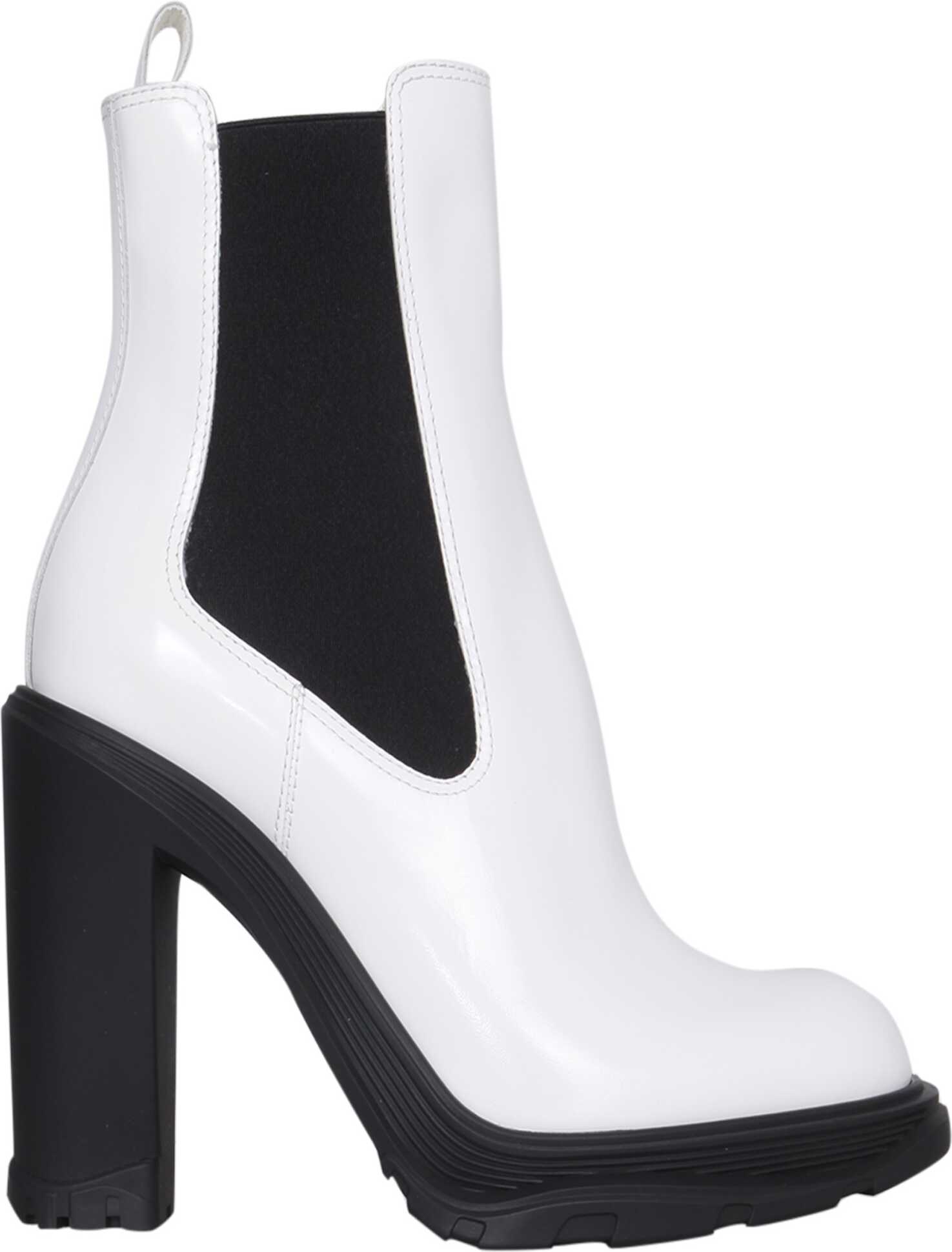 Alexander McQueen Chelsea Tread Boots With Heel WHITE