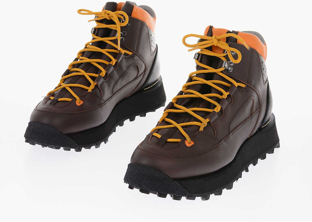 Acne Studios Leather Hiking Boots Brown