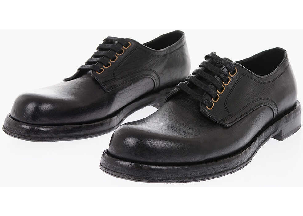 Dolce & Gabbana Leather Perugino Derby Shoes Black
