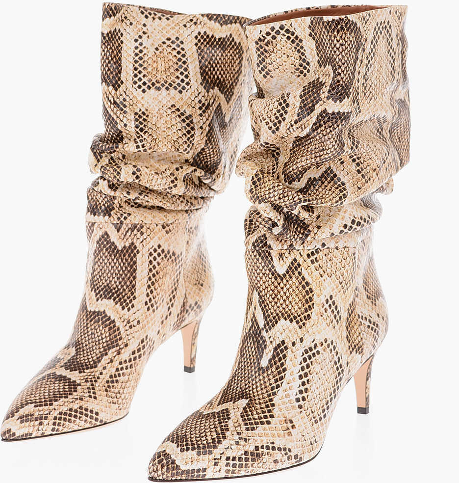 Paris Texas 6.5Cm Python Print Leather High Heel Boots Beige