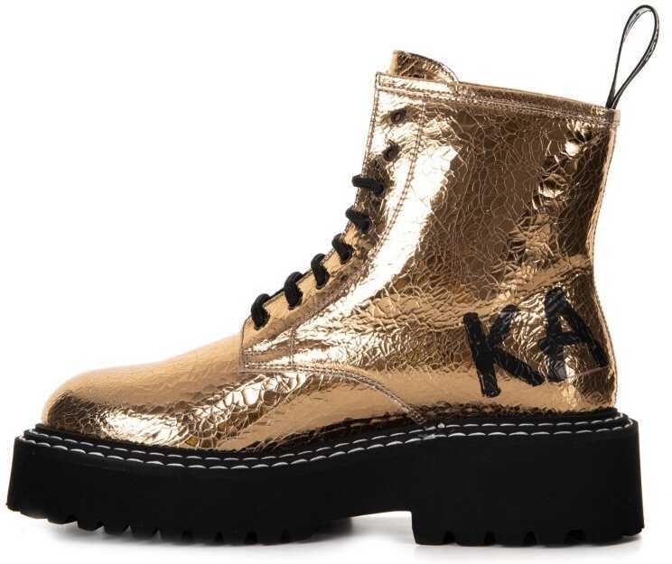 Bocanci Karl Lagerfeld Patrol II Brush Logo Hi Metal KL45261 Gold Femei (BM 8676021) 2