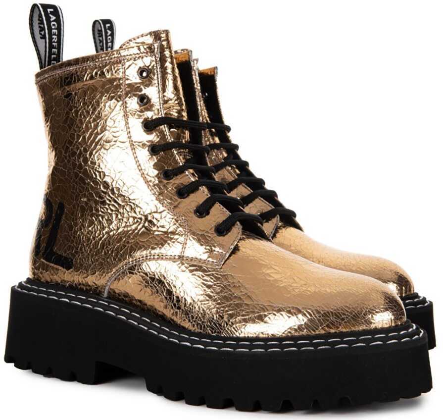 Bocanci Karl Lagerfeld Patrol II Brush Logo Hi Metal KL45261 Gold Femei (BM 8676021) 4