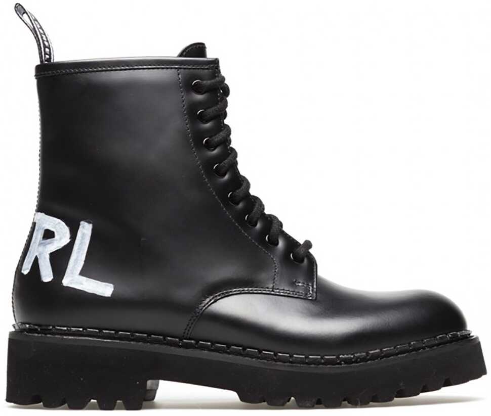 Karl Lagerfeld Troupe Brush Logo Boot Hi KL45450I Black b-mall.ro