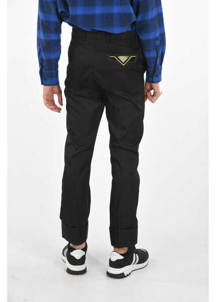 Pantaloni casual Prada Nylon Stirrup Pants With Contrasting Logo Black Barbati (BM 8682399) 2