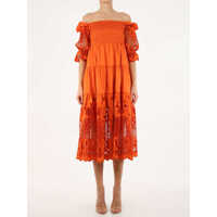 Rochii elegante Embroidered Midi Dress Femei