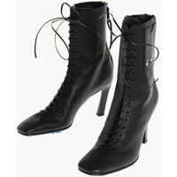 Portofele Lace Up Leather Booties With Logoed Side Card Holder Femei