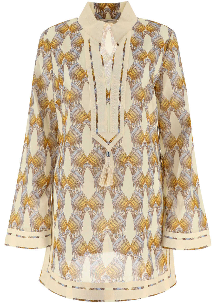 Tory Burch Printed Tory Tunic 87522 SAND DECO CRANE GEO