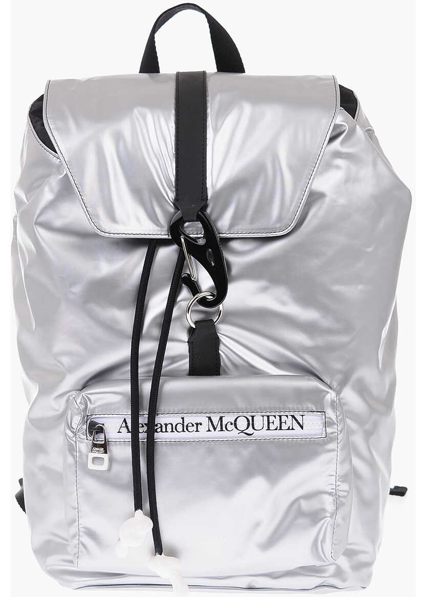 Alexander McQueen Reflective Urban Backpack With Carabiner Silver Alexander McQueen