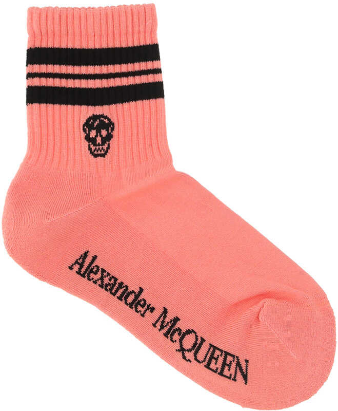 Alexander McQueen Stripe Skull Socks 6454233D76Q GOLD/WHITE image