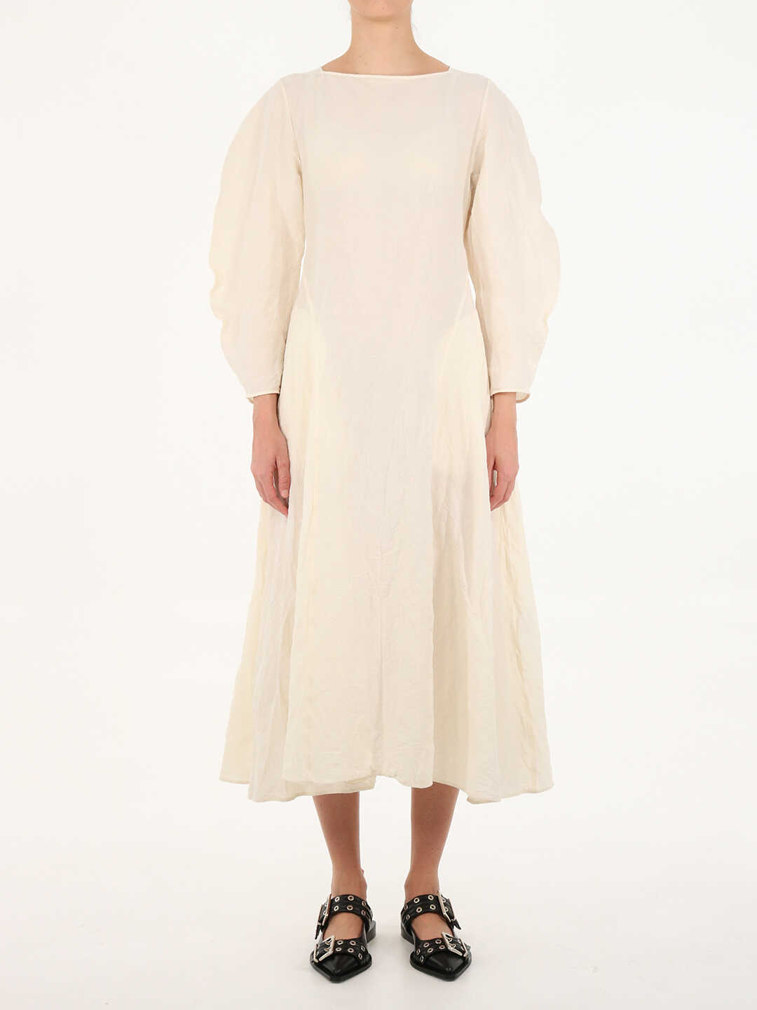 Jil Sander Washed Effect White Dress JSPU503105 WU330800 Cream