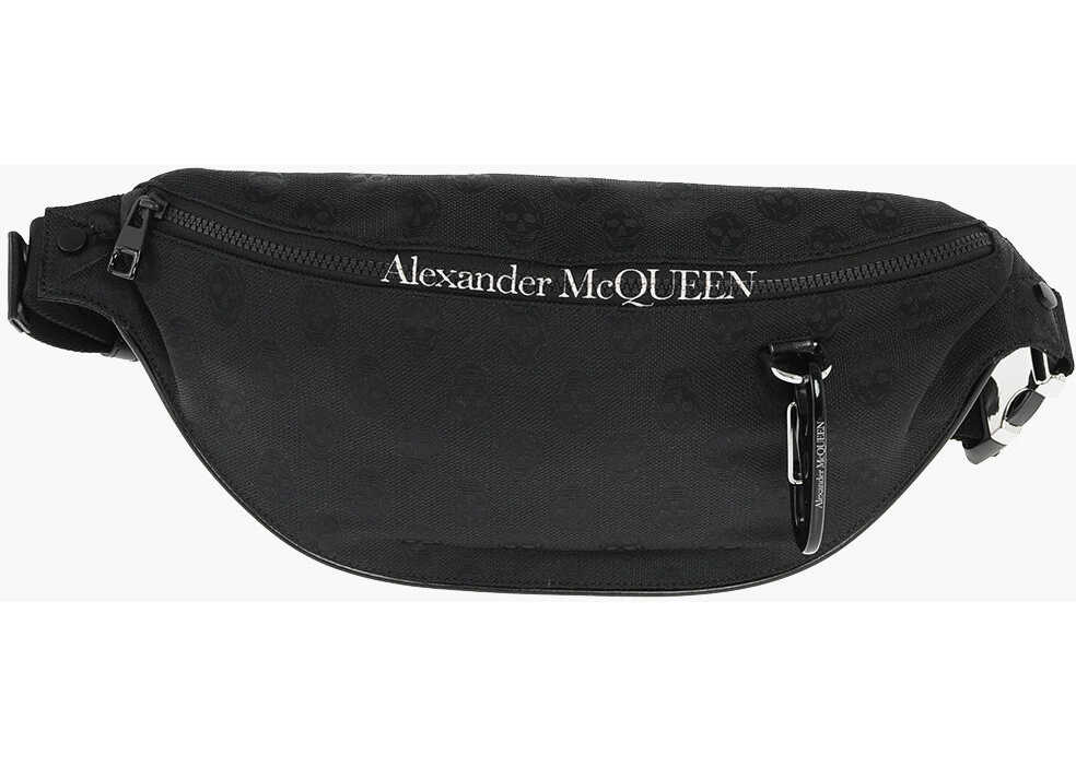Alexander McQueen Skull Printed Textile Belt Bag With Harness Black