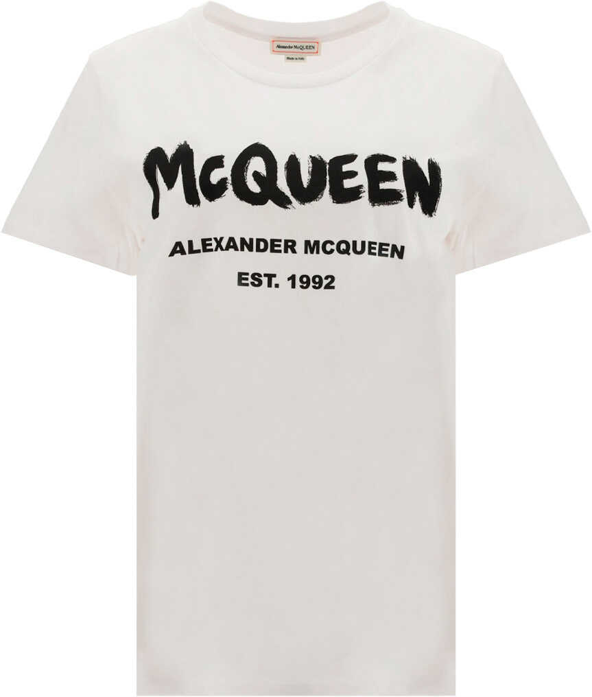 Alexander McQueen T-Shirt 608614QZAD3 WHITE/BLACK