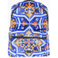 Rucsacuri Printed Nylon Maioliche Backpack With Leather Details Barbati