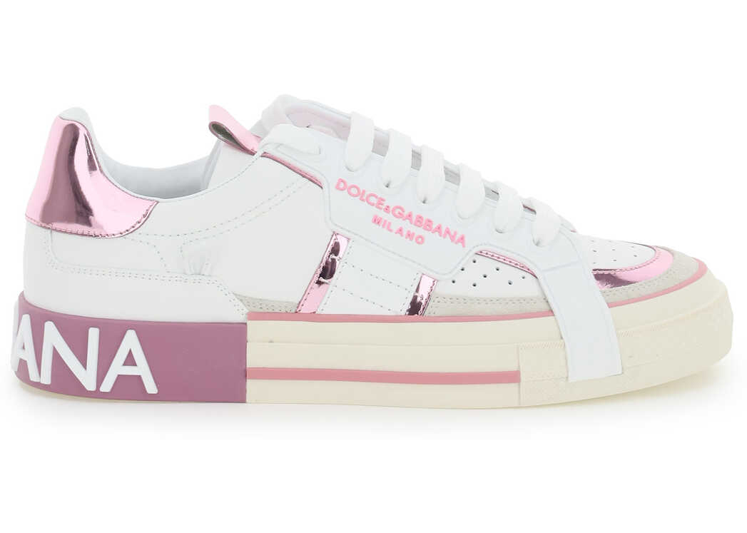 Dolce & Gabbana Custom 2.Zero Leather Sneakers CK1863 AO541 BIANCO ROSA