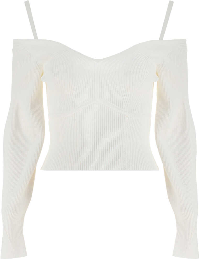 Self-Portrait Off Shoulder Knit Top RS22086 OFF WHITE